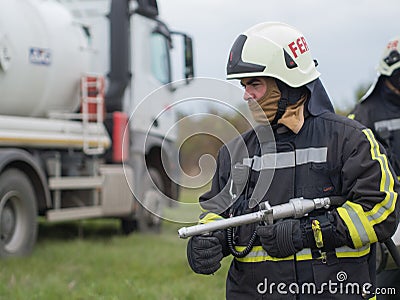 Prepared for the powder fire-extinguisher Editorial Stock Photo