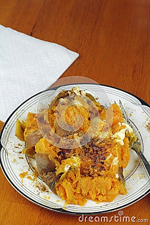 Prepared Sweet Potato with Butter and Cinnamon Stock Photo