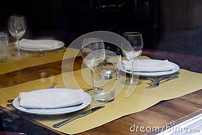 Prepared table of a restaurant Stock Photo