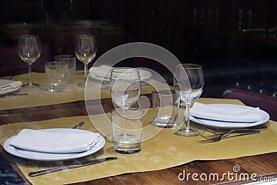 Prepared table of a restaurant Stock Photo