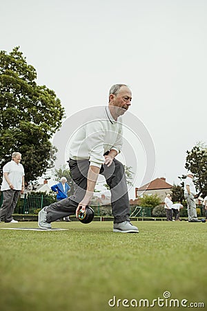 Prepared to Lawn Bowl Stock Photo