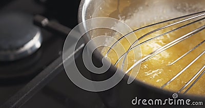 Preparing bechamel sauce boiling butter Stock Photo