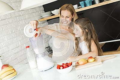 Preparing and blending smoothie Stock Photo