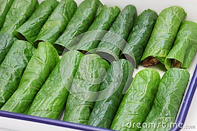 Preparing bo la lot, vietnamese cuisine Stock Photo