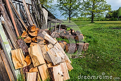 Preparing firewood Stock Photo