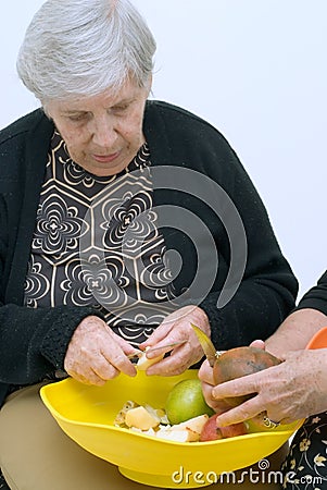 Preparing Fruit with Mom Stock Photo