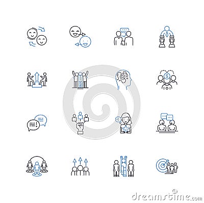 Preparing line icons collection. Planning Organizing Gathering Scheduling Arranging Prepping Assembling Compiling Vector Illustration