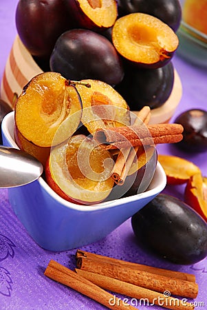 Preparing preserves of plums Stock Photo