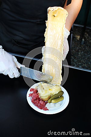 Preparing the raclette cheese Stock Photo