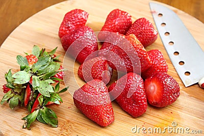 Preparing Strawberry Salad Stock Photo