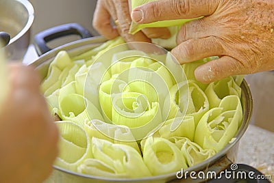 Preparing tamales Stock Photo