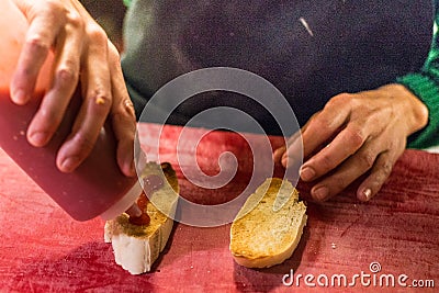 Preparing tapas in Granada, Andalucia, Spain Editorial Stock Photo