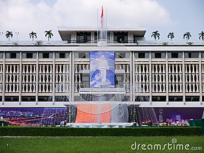 Preparing for 39th independence celebration at Independence Palace, Vietnam Editorial Stock Photo