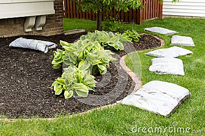 Preparing to mulch the garden in spring Stock Photo