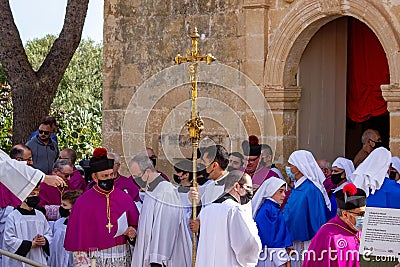 Preparing for the traditional St Gregory procession. Editorial Stock Photo