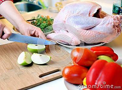 Preparing turkey stuffing Stock Photo