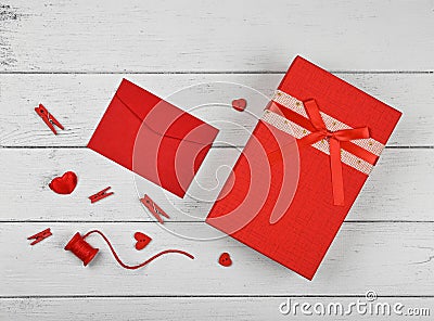 Preparing Valentine gifts on white table Stock Photo