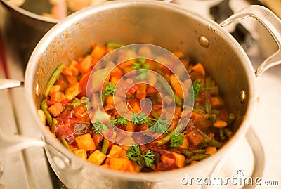 Preparing vegetable ragout Stock Photo