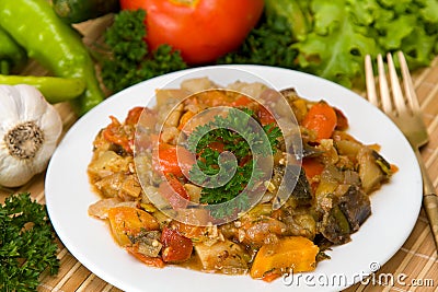 Preparing vegetable ragout Stock Photo