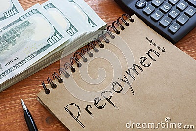 Prepayment is shown on the conceptual photo using the text Stock Photo