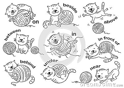 Prepositions of Place Vector Illustration