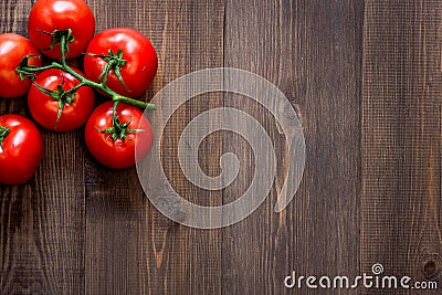 Prepring for cooking dinner. Tomato on wooden table background top view copyspace Stock Photo