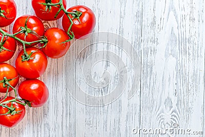 Prepring for cooking dinner. Tomato on wooden table background top view copyspace Stock Photo