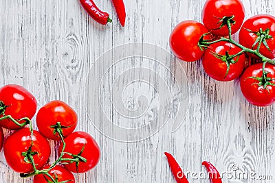 Prepring for cooking dinner. Vegetables on wooden table background top view copyspace Stock Photo