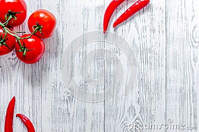 Prepring for cooking dinner. Vegetables on wooden table background top view copyspace Stock Photo