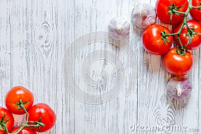 Prepring for cooking dinner. Vegetables on wooden table background top view copyspace Stock Photo