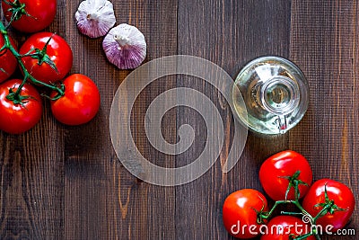 Prepring for cooking dinner. Vegetables on wooden table background top view copyspace Stock Photo