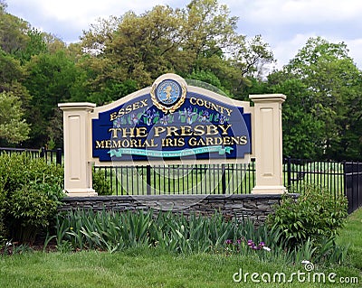 The Presby Memorial Iris Garden Sign Editorial Stock Photo