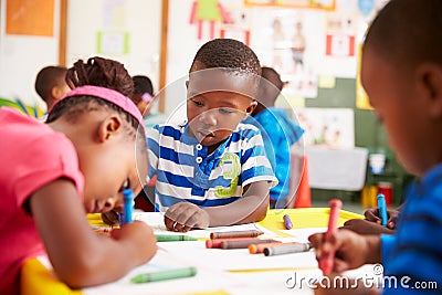 Preschool class in South African township, close-up Stock Photo