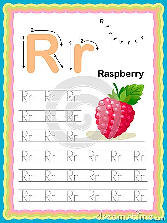 Preschool Colorful letter K Uppercase and Lowercase Tracing alphabets start with Vegetables and fruits daily writing practice Vector Illustration