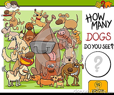 Preschool counting task with dogs Vector Illustration