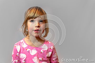 Preschool girl studio portrait on clean background Stock Photo