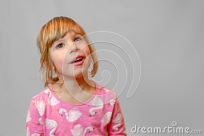 Preschool girl studio portrait on clean background Stock Photo