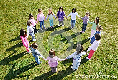 Preschool kids outdoor have fun Stock Photo