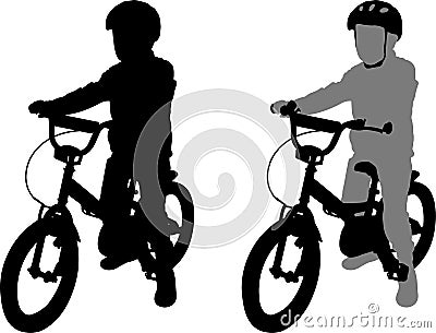 Preschooler bicyclist silhouette Vector Illustration