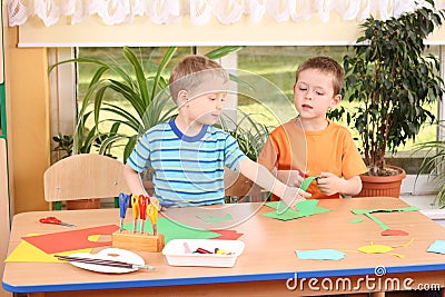 Preschoolers and manual skills Stock Photo