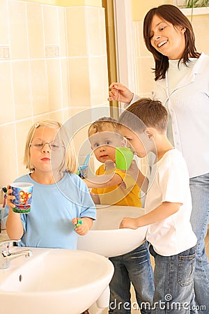 Preschoolers and white teeth Stock Photo