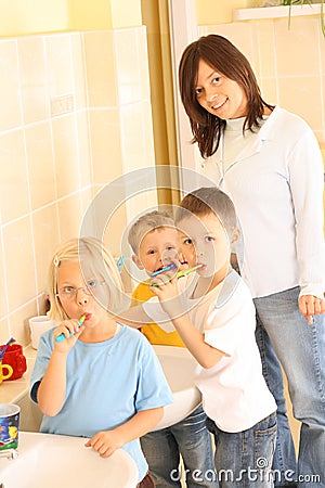 Preschoolers and white teeth Stock Photo