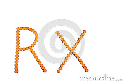 Prescription antidepressant spells RX isolated on white Stock Photo