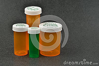 Prescription Bottles with Child-Proof caps Stock Photo