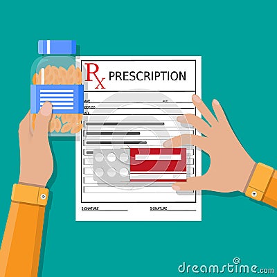 Prescription. Healthcare, medical diagnostics Vector Illustration