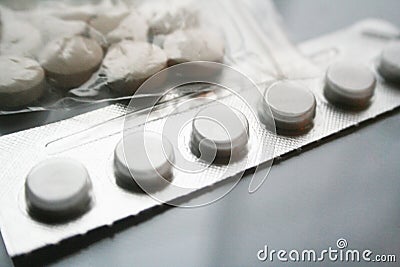 Prescription Medication Close Up Of Pills With White Background Stock Photo