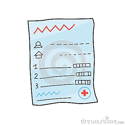 Prescription pad. Medical prescription. Cartoon illustration. Vector Illustration