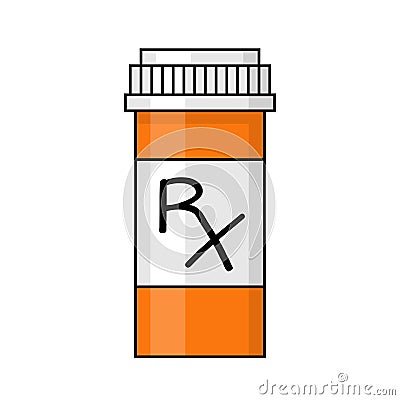 Isolated prescription pill bottle with cap illustration on white background Cartoon Illustration