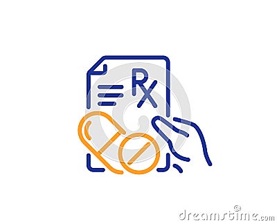 Prescription Rx recipe line icon. Medicine drugs pills sign. Vector Vector Illustration