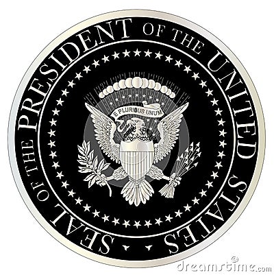 Presedent Seal In Greyscale Over A White Background Vector Illustration